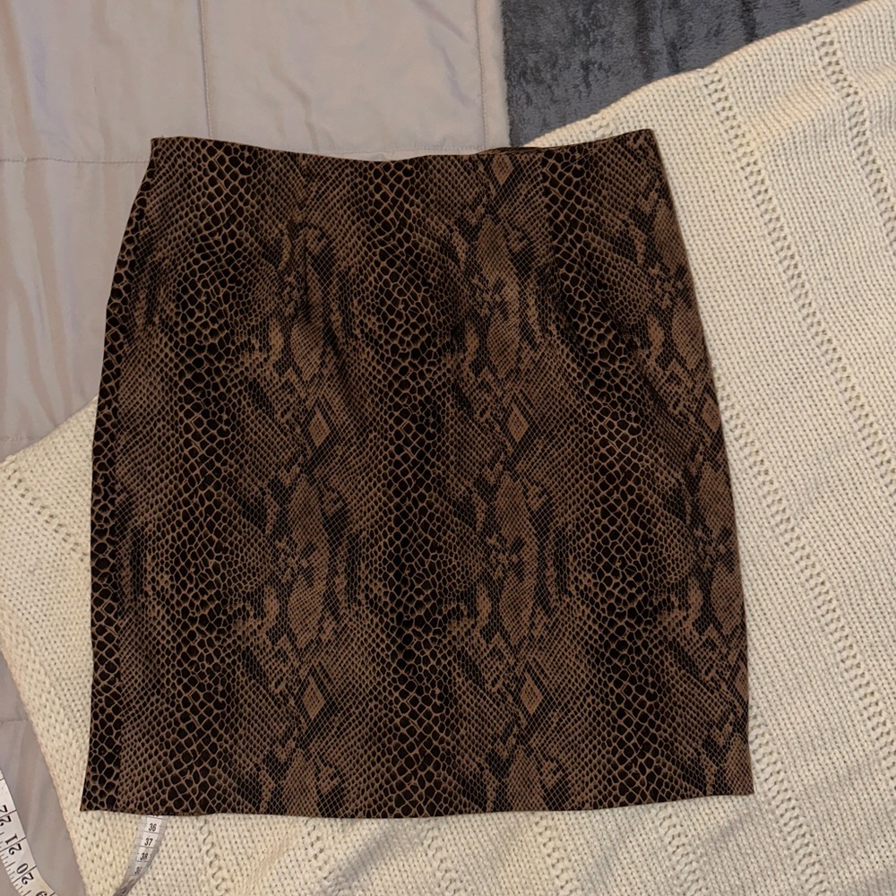 90s brown snake print midi skirt